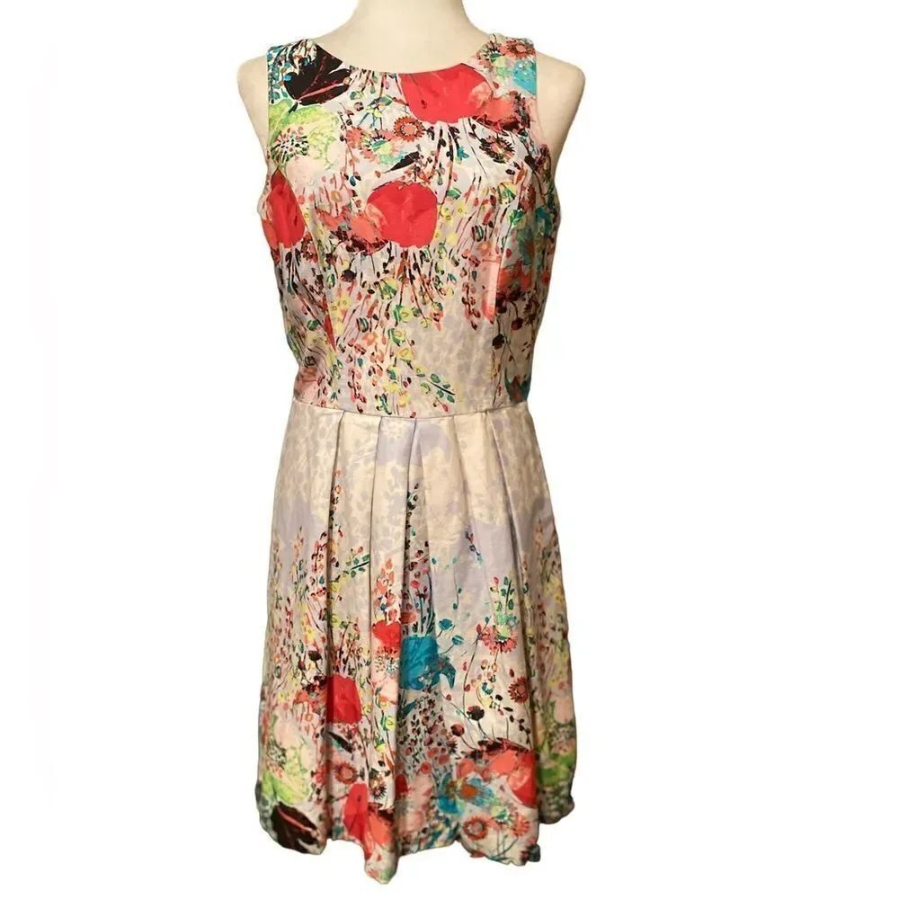Luxology Floral Sleeveless Dress MIDI Size 8